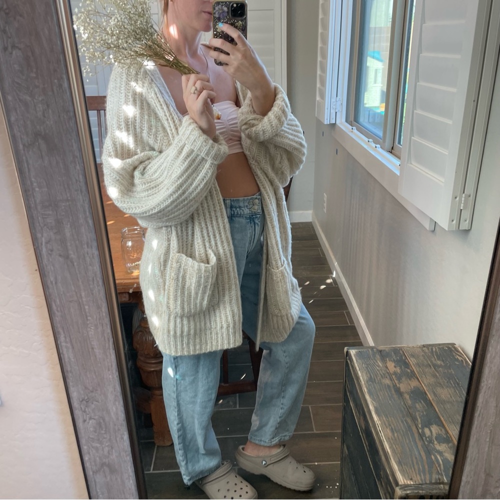 Ava & Viv Chunky Knit Cardigan Cream Buttons
